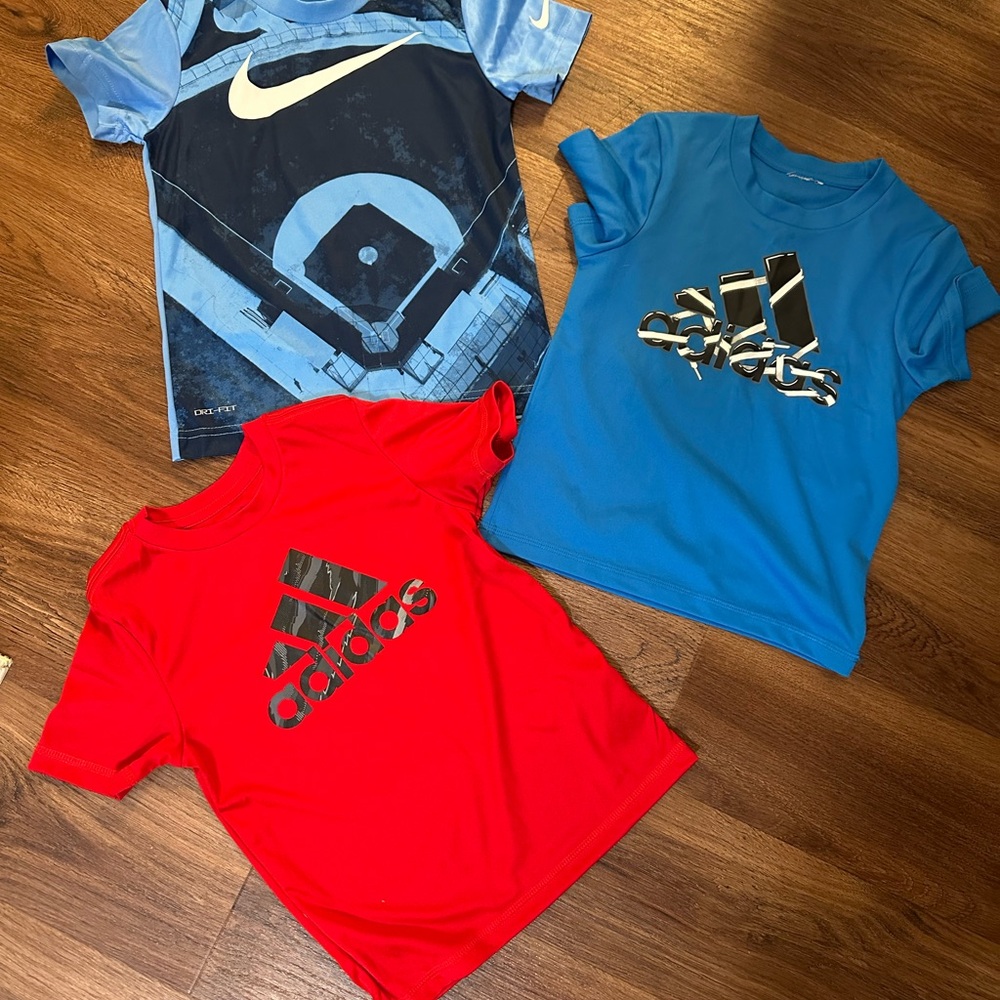 Adidas Kids' Red and Blue Short Sleeve Tees